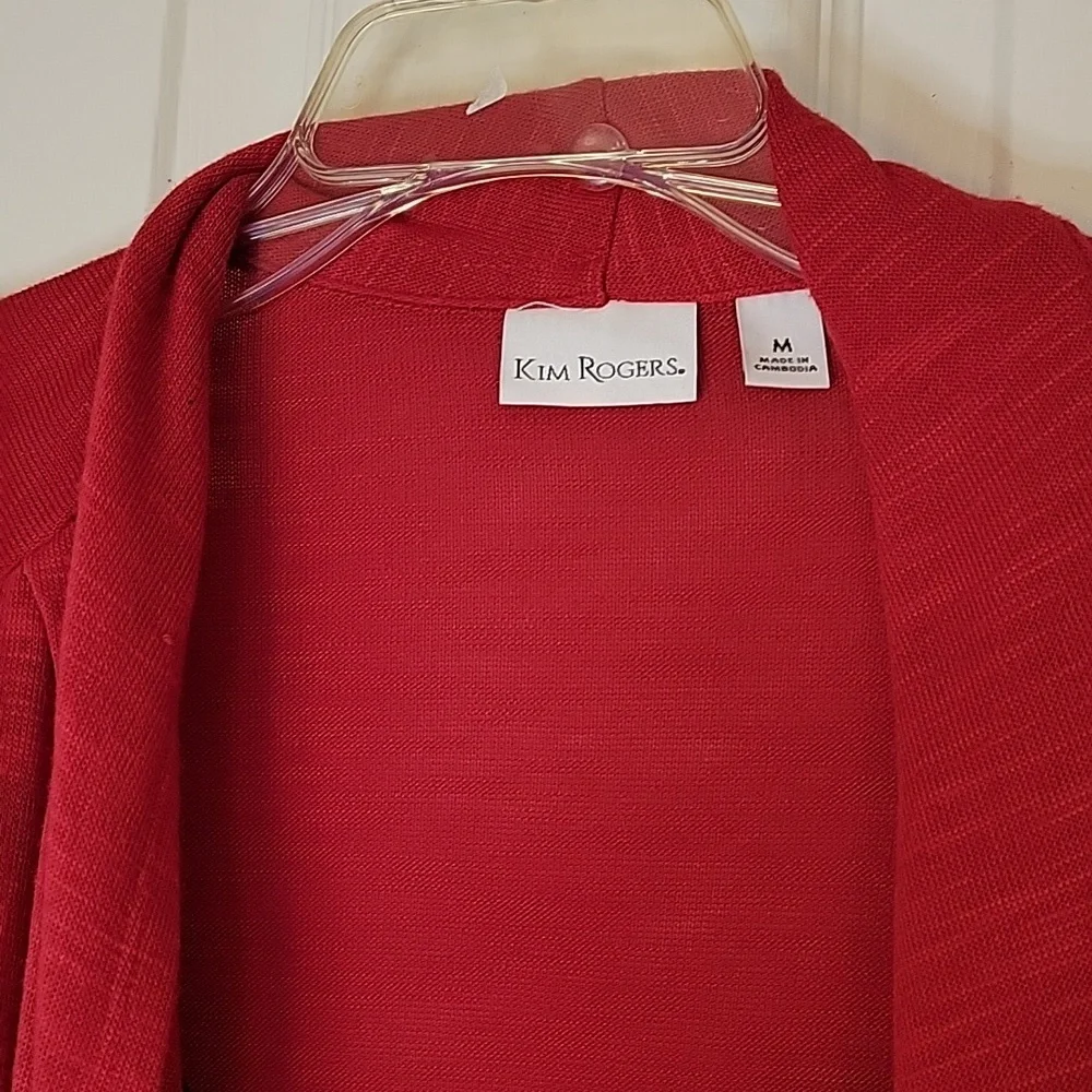 Kim Rogers Blouse Medium Knit Layered Look Black Red